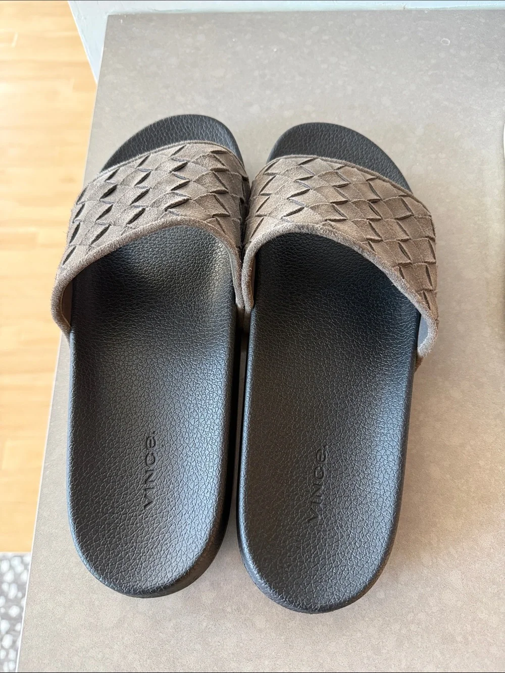 Vince Men’s Watley 2 Woven Suede Slide Sandals